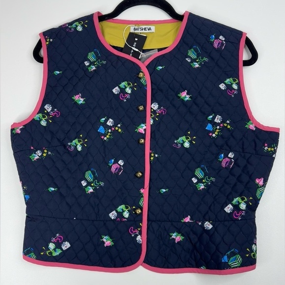 NWT Batsheva Bell Button Quilted Shell Love Letters Vest Womens Size 12 - Picture 2 of 16